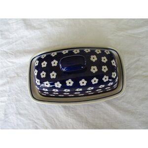 Floral Navy Butter Dish